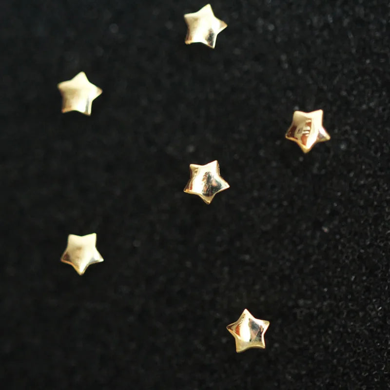 9k Solid Stars Smooth Surface Stud Earring Mini Dainty Women Minimal Style Gift