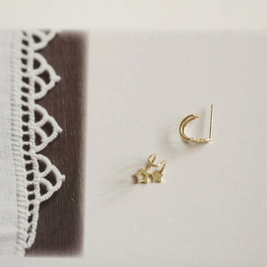 9k Solid Unique Star Stud Earring Dainty Minimalist Minimal Gift