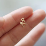 9k Solid Unique Star Stud Earring Dainty Minimalist Minimal Gift