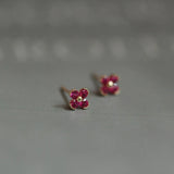 9k Solid Pink Crystal Stud Earrings