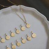 9k Hand Necklace Pendant for Women 12 Constellations Coin Mini Pendant Gift