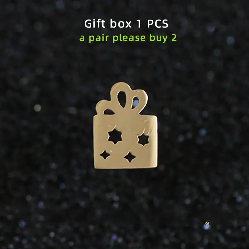 9k Solid Red Nose Fawn Earrings - Christmas Snowflake Tree Candy Gift