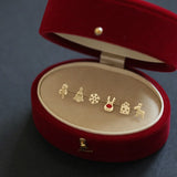 9k Solid Red Nose Fawn Earrings - Christmas Snowflake Tree Candy Gift