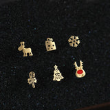 9k Solid Red Nose Fawn Earrings - Christmas Snowflake Tree Candy Gift