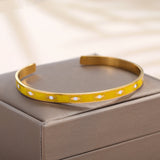 Personalised Evil Eye Enamel Bangle Stainless Steel Bracelet