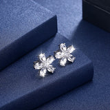 S925 Sterling Silver Petal Stud Earrings For Girls