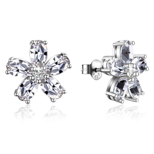 S925 Sterling Silver Petal Stud Earrings For Girls