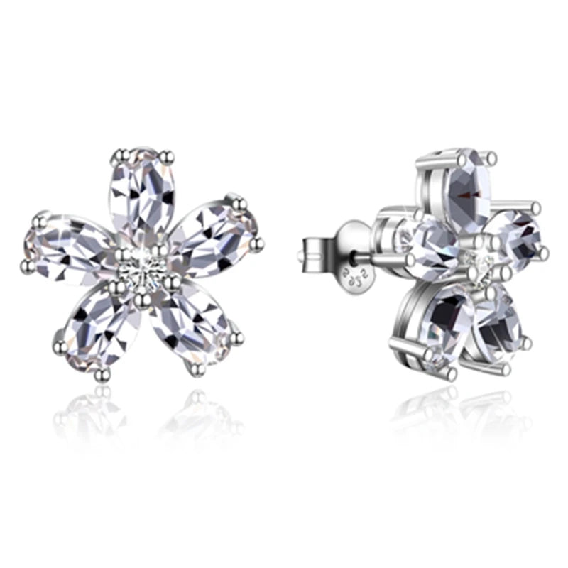 S925 Sterling Silver Petal Stud Earrings For Girls