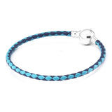 Woven Leather Bracelet Women Silver 925 Sterling Jewelry