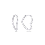 Pave Heart Pattern Hoop Earring 925 Sterling Silver Jewelry