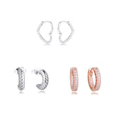 Pave Heart Pattern Hoop Earring 925 Sterling Silver Jewelry