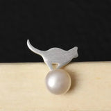925 Silver Pearls Stud Earrings Cat Play Ball Freshwater Pearls Jewelry