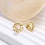 GQTORCH Sunflower Earrings With Pearls 925 Sterling Silver Jewelry