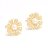 GQTORCH Sunflower Earrings With Pearls 925 Sterling Silver Jewelry