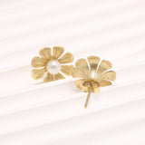 GQTORCH Fresh Eight Petals Sunflower Earrings With Natural Freshwater Pearls