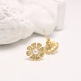 GQTORCH Sunflower Earrings With Pearls 925 Sterling Silver Jewelry