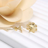 GQTORCH Fresh Eight Petals Sunflower Earrings With Natural Freshwater Pearls