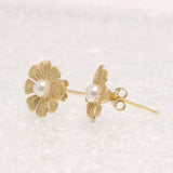 GQTORCH Fresh Eight Petals Sunflower Earrings With Natural Freshwater Pearls