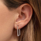 925 Silver Rectangle Large Hoop Earrings Fine Jewelry