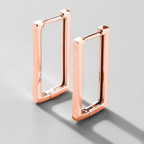 925 Silver Rectangle Large Hoop Earrings Fine Jewelry