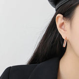 925 Silver Rectangle Large Hoop Earrings Fine Jewelry