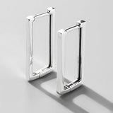925 Silver Rectangle Large Hoop Earrings Fine Jewelry