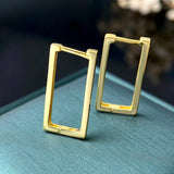 925 Silver Rectangle Large Hoop Earrings Fine Jewelry