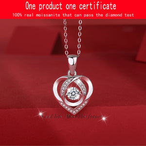 Heart Shape Moissanite Necklace 925 Sterling Silver Pendant for Women