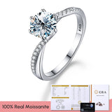 1ct D Twisted Arm Classic 6 Prong Moissanite Diamond Ring for Women
