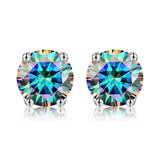0.5-1ct D Multicolor Moissanite Stud Earrings 925 Sterling Silver Fine Jewelry