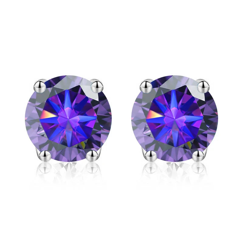 0.5-1ct D Multicolor Moissanite Stud Earrings 925 Sterling Silver Fine Jewelry