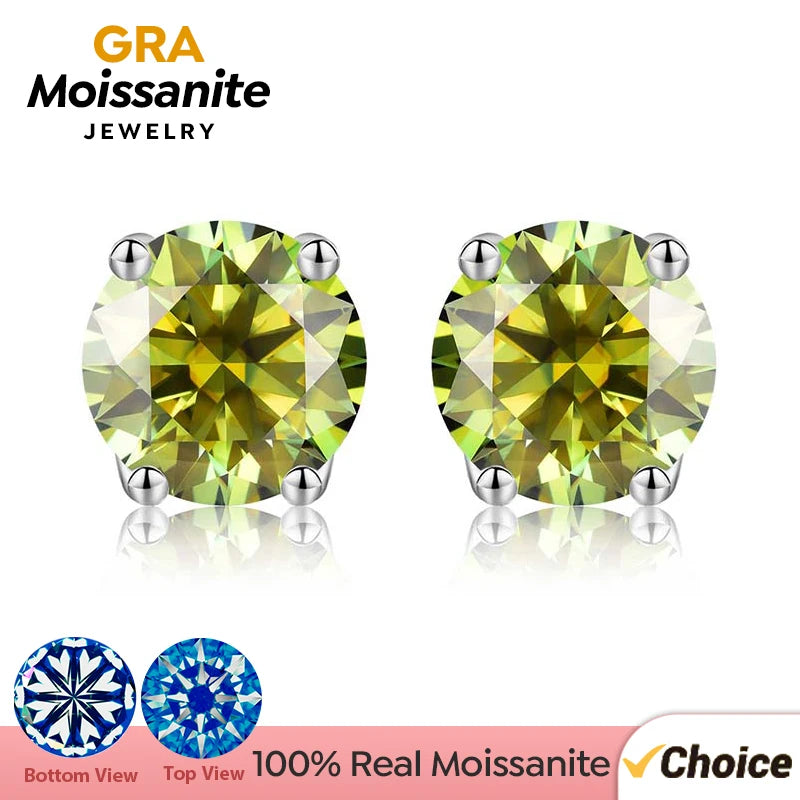 0.5-1ct D Multicolor Moissanite Stud Earrings 925 Sterling Silver Fine Jewelry