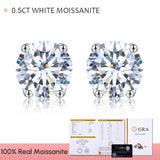 0.5-1ct D Multicolor Moissanite Stud Earrings 925 Sterling Silver Fine Jewelry