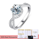 Sparkling Moissanite Diamond Ring 925 Sterling Silver Engagement Fine Jewelry