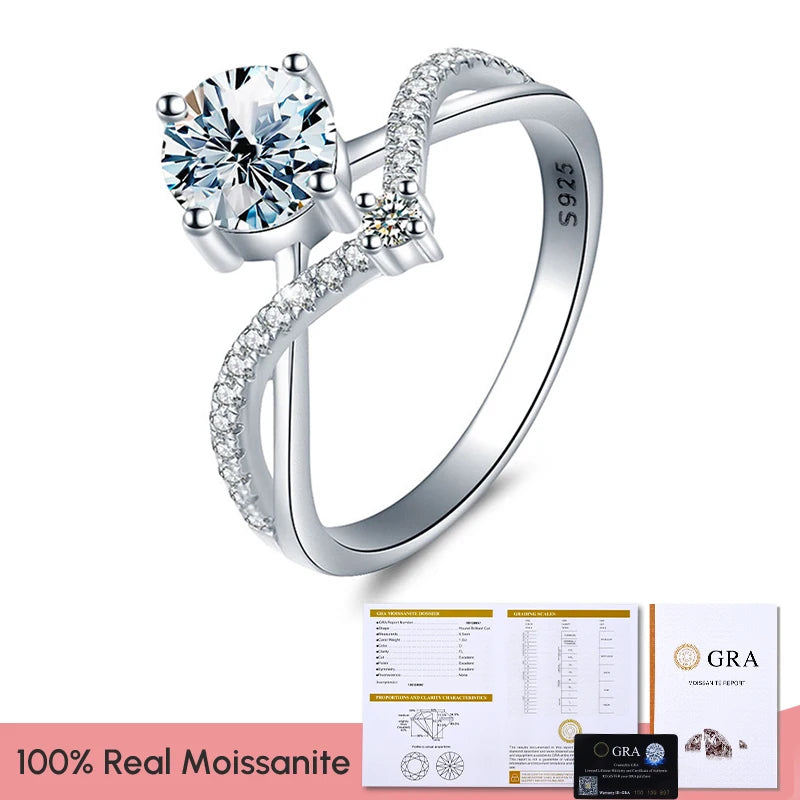 0.5CT D Moissanite Diamond Princess Crown Ring in 925 Sterling Silver