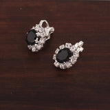 GRACE Rhinestone Crystal Oval Clip on Earrings for Women&Girl