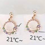 CZ Flower Round Clip Earrings Wedding Party Jewelry for Women