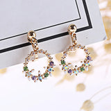 CZ Flower Round Clip Earrings Wedding Party Jewelry for Women