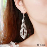 GRACE JUN Bridal Rhinestone Clip Earrings No Pierced Wedding Drop Dangle