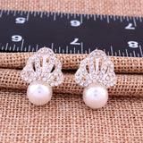 Simulated Pearl Rhinestone Clip on Earrings for Women