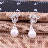 Simulated Pearl Rhinestone Clip on Earrings for Women