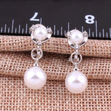 Simulated Pearl Rhinestone Clip on Earrings for Women