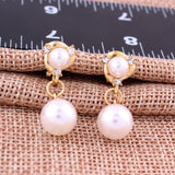Simulated Pearl Rhinestone Clip on Earrings for Women