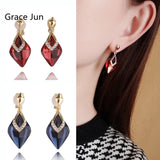 GRACE JUN Rhinestone Clip on Earrings for Women Girl Party Wedding