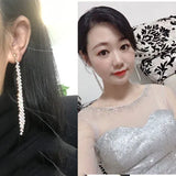 GRACE JUN Rhinestone Dangle Clip-on Earrings for Women