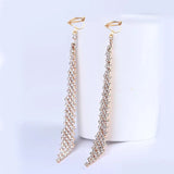 GRACE JUN Rhinestone Dangle Clip-on Earrings for Women