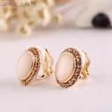 Stone Rhinestone Geometric Clip on Earrings for Women