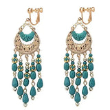 GRACE JUN Tassel Clip on Earrings Bohemian Vintage Ear Clip