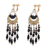 GRACE JUN Tassel Clip on Earrings Bohemian Vintage Ear Clip