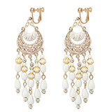 GRACE JUN Tassel Clip on Earrings Bohemian Vintage Ear Clip